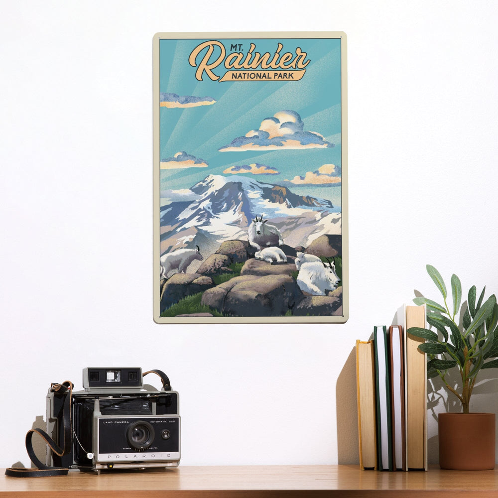 Mt Rainier National Park, Goats, Lithograph, Metal Signs Metal Lantern Press 