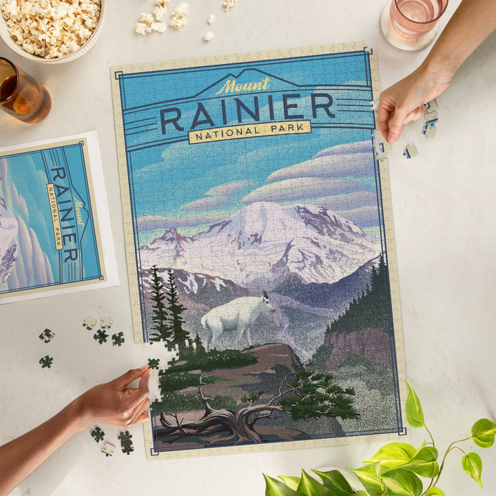 Mt. Rainier National Park, Lithograph National Park Series, Jigsaw Puzzle Puzzle Lantern Press 
