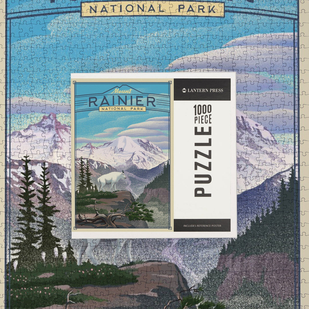 Mt. Rainier National Park, Lithograph National Park Series, Jigsaw Puzzle Puzzle Lantern Press 