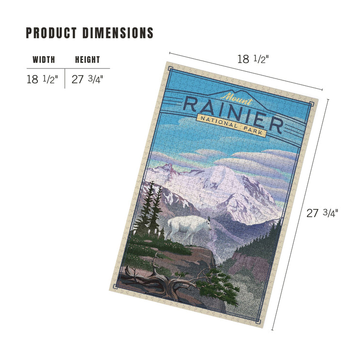 Mt. Rainier National Park, Lithograph National Park Series, Jigsaw Puzzle Puzzle Lantern Press 