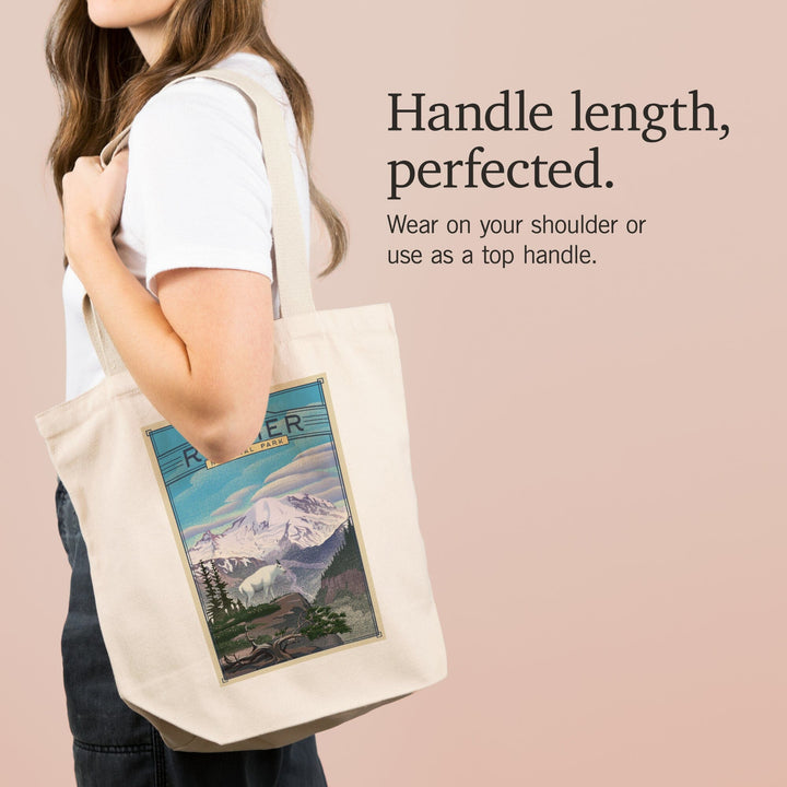 Mt. Rainier National Park, Lithograph National Park Series, Tote Bag Totes Lantern Press 