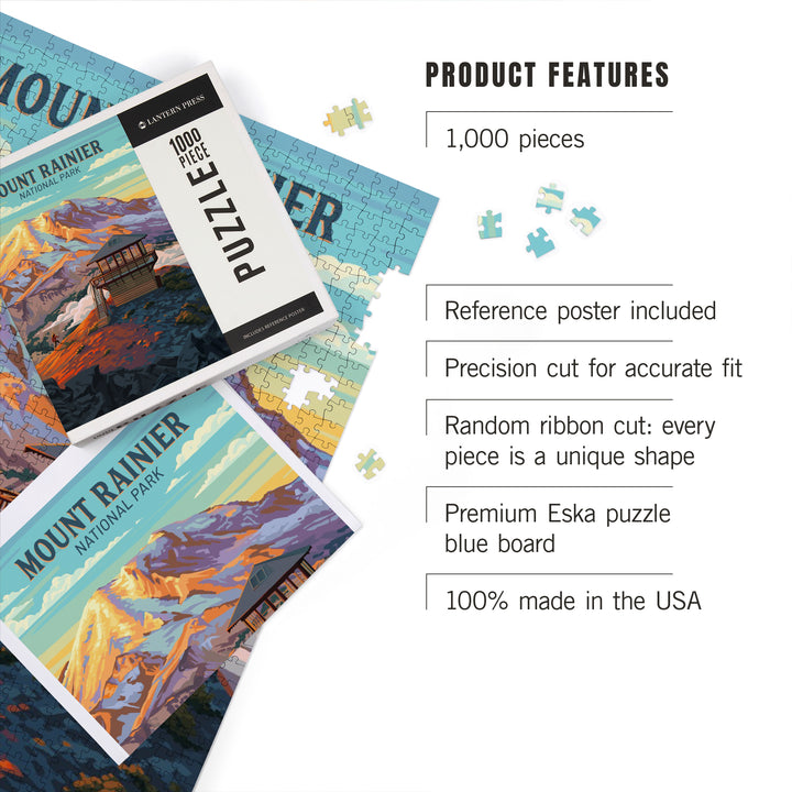 Mt Rainier National Park, Washington, Painterly, Mount Fremont Lookout, Jigsaw Puzzle Puzzle Lantern Press 