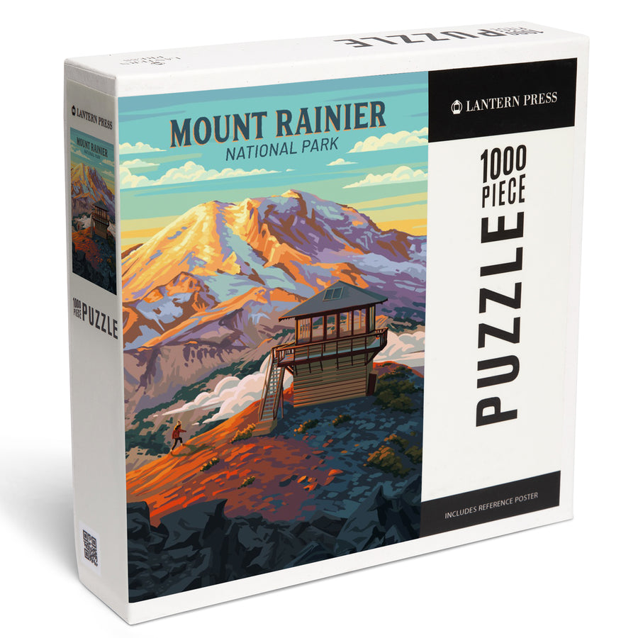 Mt Rainier National Park, Washington, Painterly, Mount Fremont Lookout, Jigsaw Puzzle Puzzle Lantern Press 