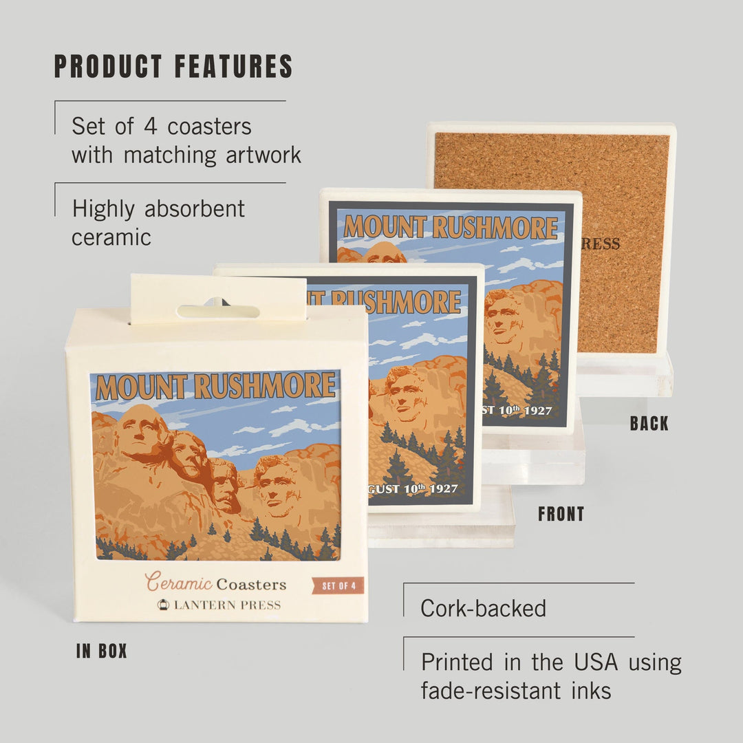 Mt Rushmore National Memorial, South Dakota, Coasters Coasters Lantern Press 