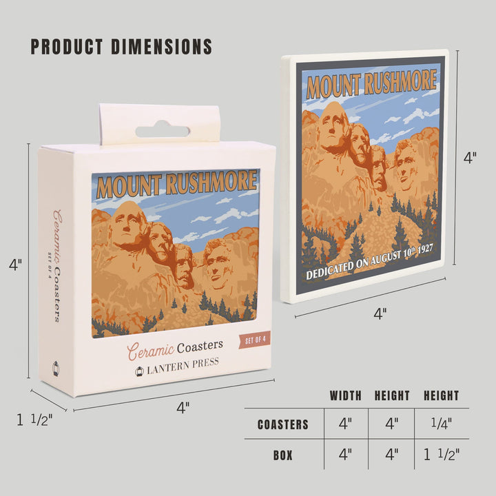 Mt Rushmore National Memorial, South Dakota, Coasters Coasters Lantern Press 