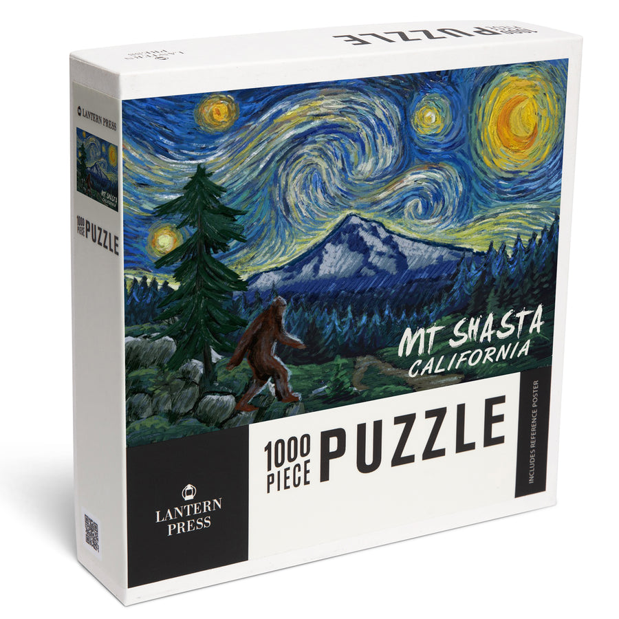 Mt Shasta, California, Bigfoot, Starry Night, Jigsaw Puzzle Puzzle Lantern Press 
