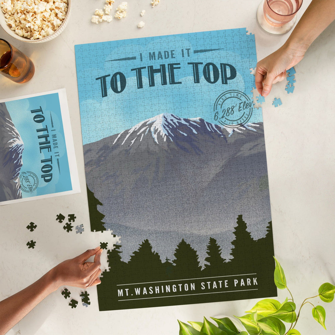 Mt. Washington State Park, New Hampshire, I Made it to the Top, Lithograph, Jigsaw Puzzle Puzzle Lantern Press 