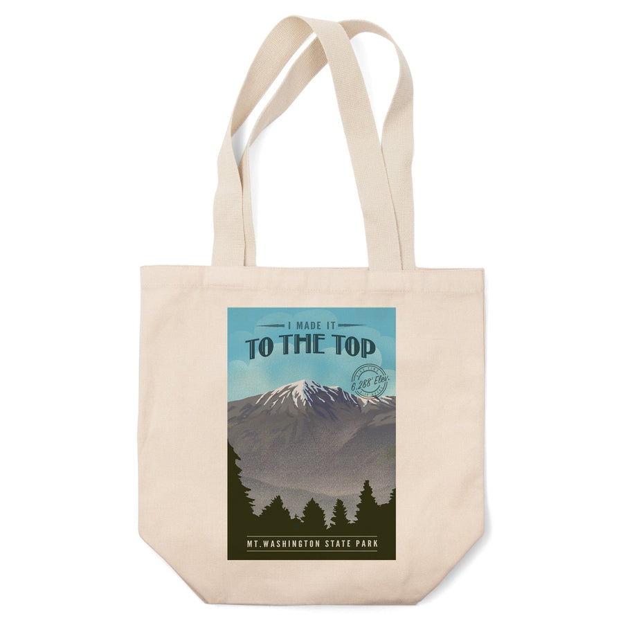 Mt. Washington State Park, New Hampshire, I Made it to the Top, Lithograph, Tote Bag Totes Lantern Press 