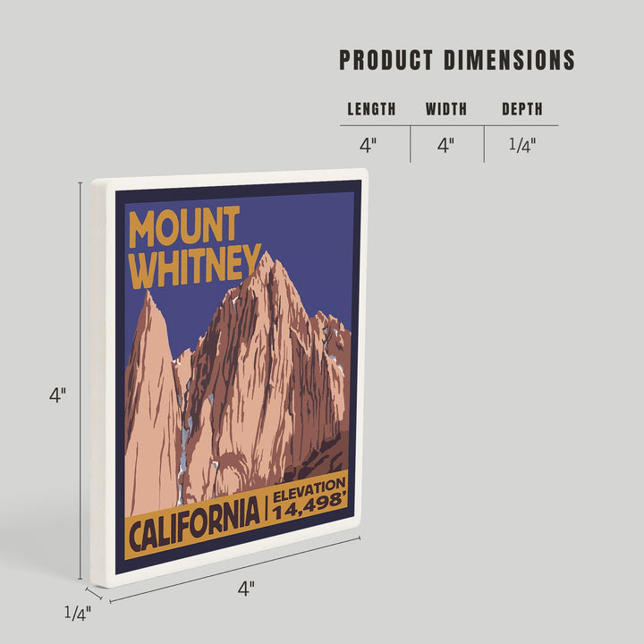 Mt Whitney, California, Peak, Coasters Coasters Lantern Press 