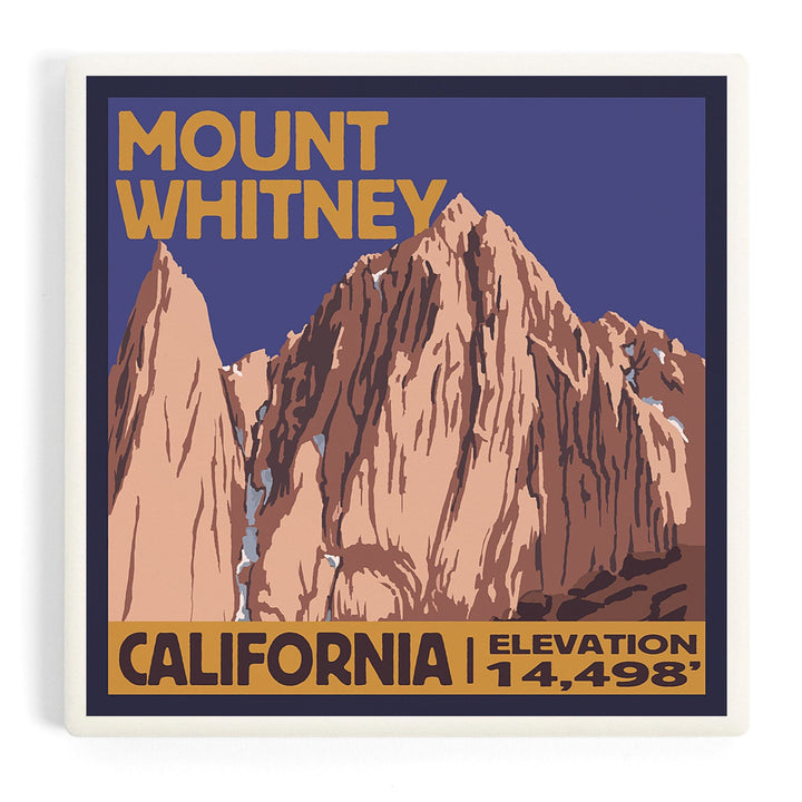 Mt Whitney, California, Peak, Coasters Coasters Lantern Press 