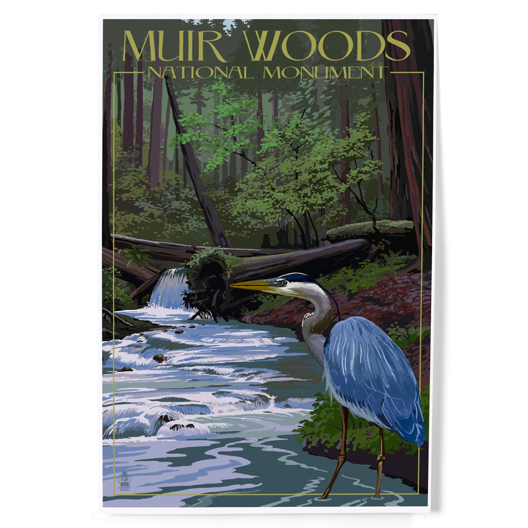 Muir Woods National Monument, California, Blue Heron, Art & Giclee Prints Art Lantern Press 