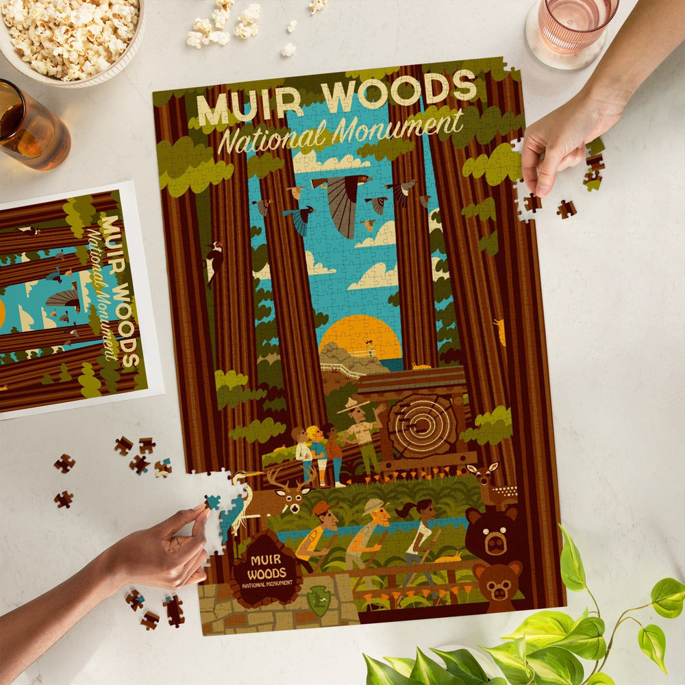 Muir Woods National Monument, California, Geometric, Jigsaw Puzzle Puzzle Lantern Press 