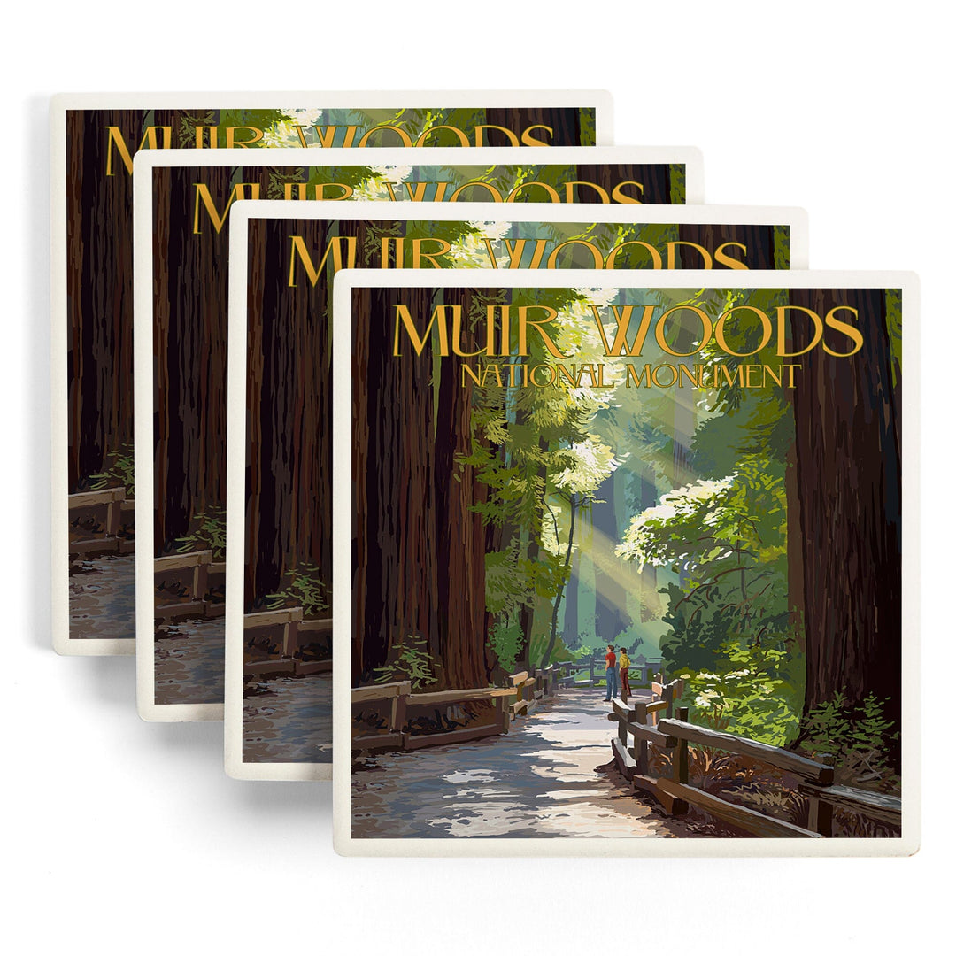 Muir Woods National Monument, California, Pathway, Coasters Coasters Lantern Press 