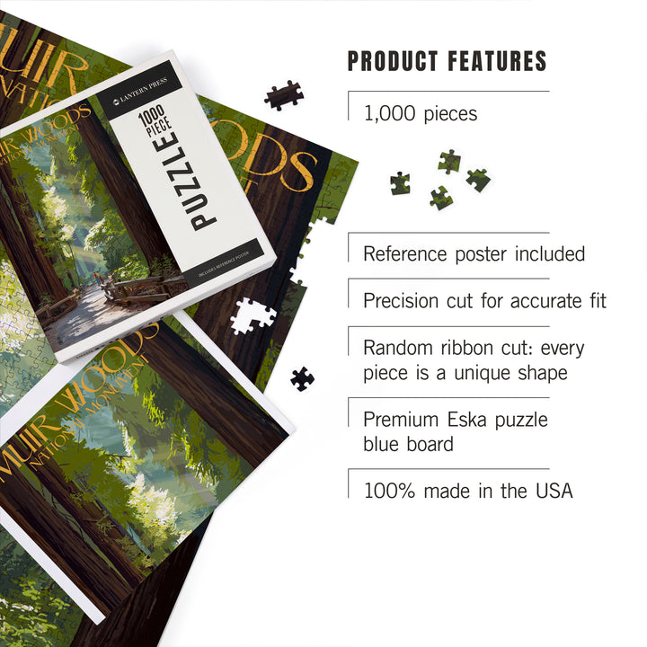 Muir Woods National Monument, California, Pathway, Jigsaw Puzzle Puzzle Lantern Press 