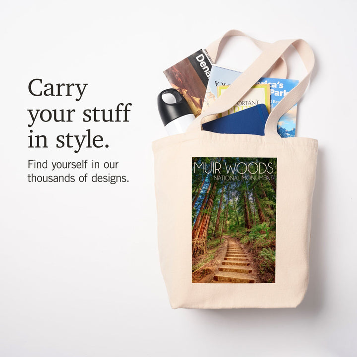Muir Woods National Monument, California, Stairs Photograph, Tote Bag Totes Lantern Press 