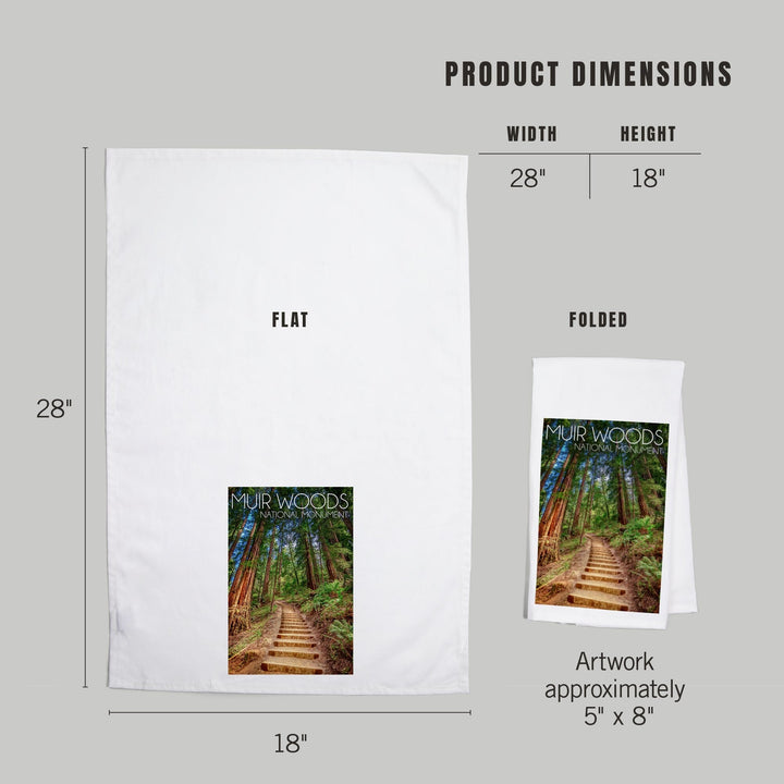 Muir Woods National Monument, California, Stairs, Photography, Organic Cotton Kitchen Tea Towels Kitchen Lantern Press 