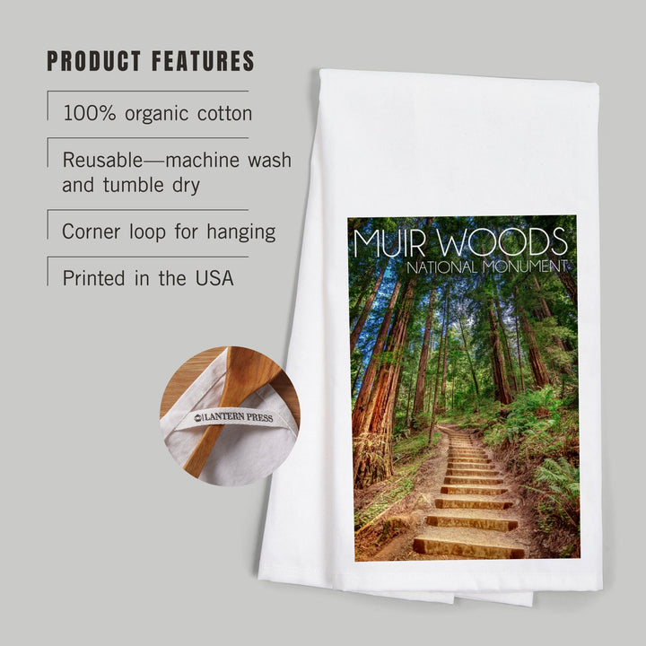 Muir Woods National Monument, California, Stairs, Photography, Organic Cotton Kitchen Tea Towels Kitchen Lantern Press 