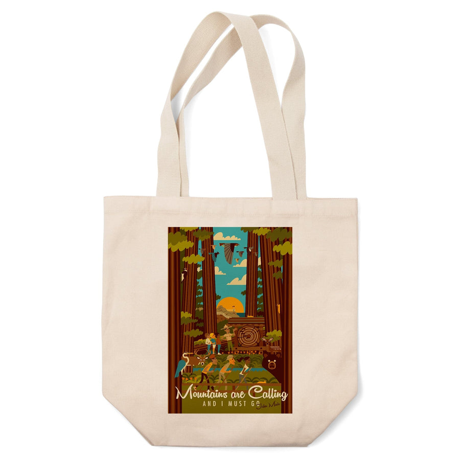 Muir Woods National Monument, California, The Mountains are Calling, Geometric, Lantern Press, Tote Bag Totes Lantern Press 