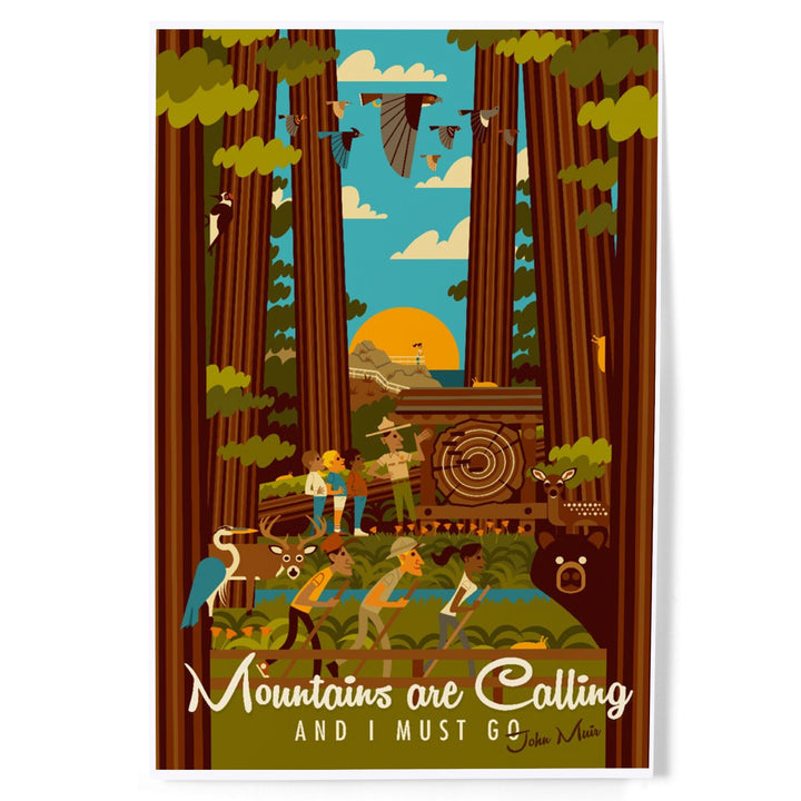 Muir Woods National Monument, California, The Mountains are Calling, Geometric Press, Art & Giclee Prints Art Lantern Press 