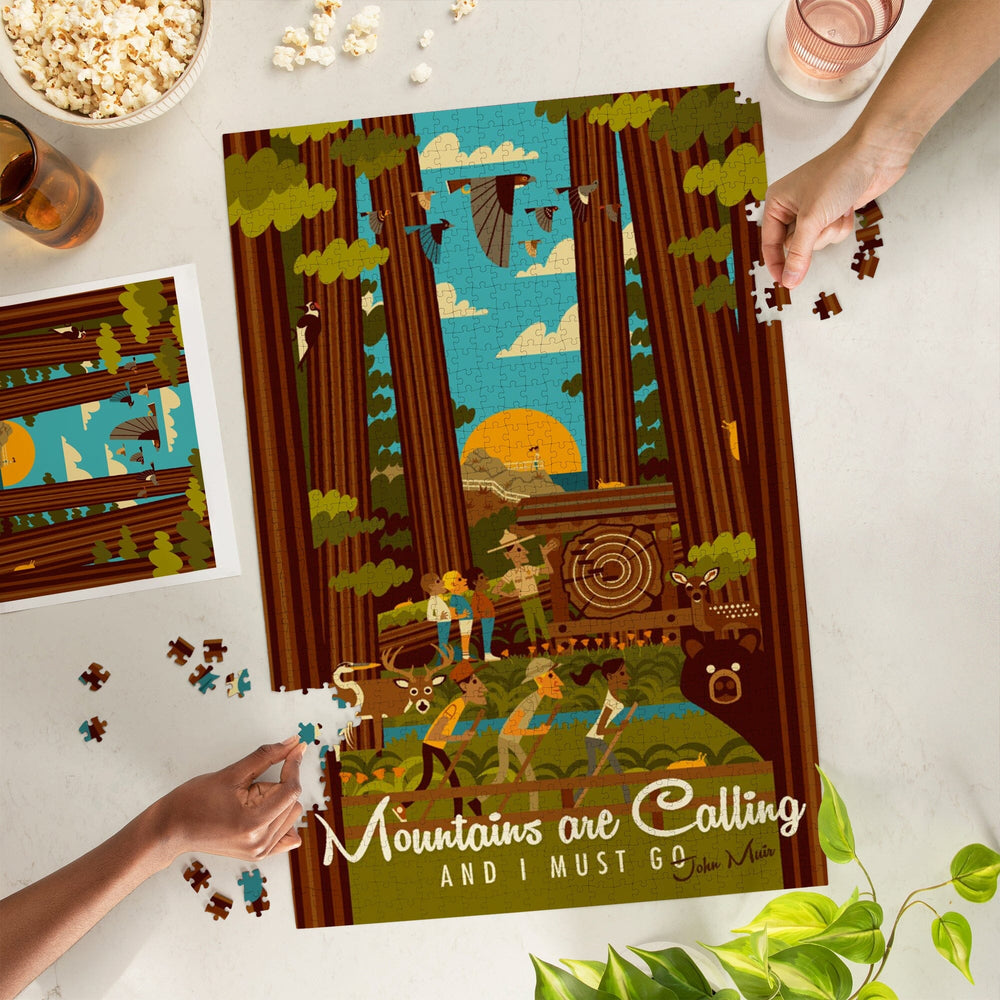 Muir Woods National Monument, California, The Mountains are Calling, Geometric Press, Jigsaw Puzzle Puzzle Lantern Press 