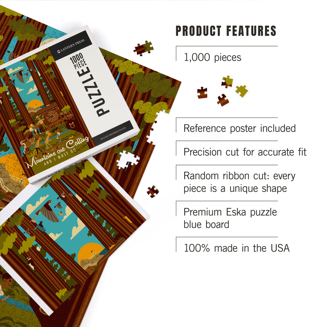 Muir Woods National Monument, California, The Mountains are Calling, Geometric Press, Jigsaw Puzzle Puzzle Lantern Press 