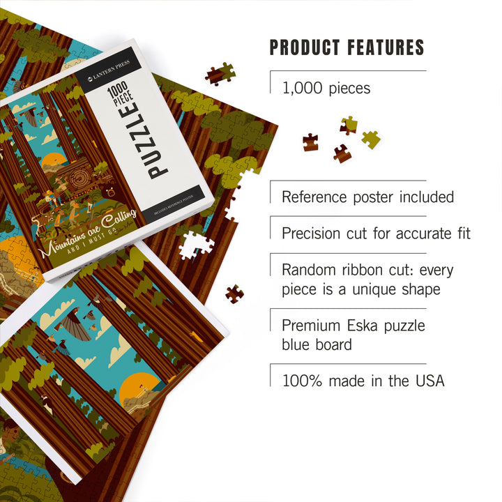 Muir Woods National Monument, California, The Mountains are Calling, Geometric Press, Jigsaw Puzzle Puzzle Lantern Press 