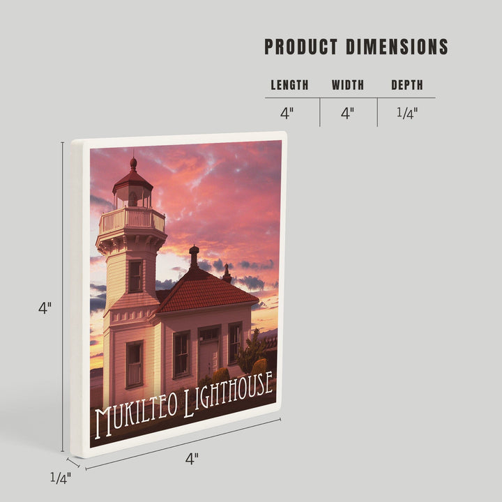 Mukilteo Lighthouse, Washington, Sunset, Coasters Coasters Lantern Press 