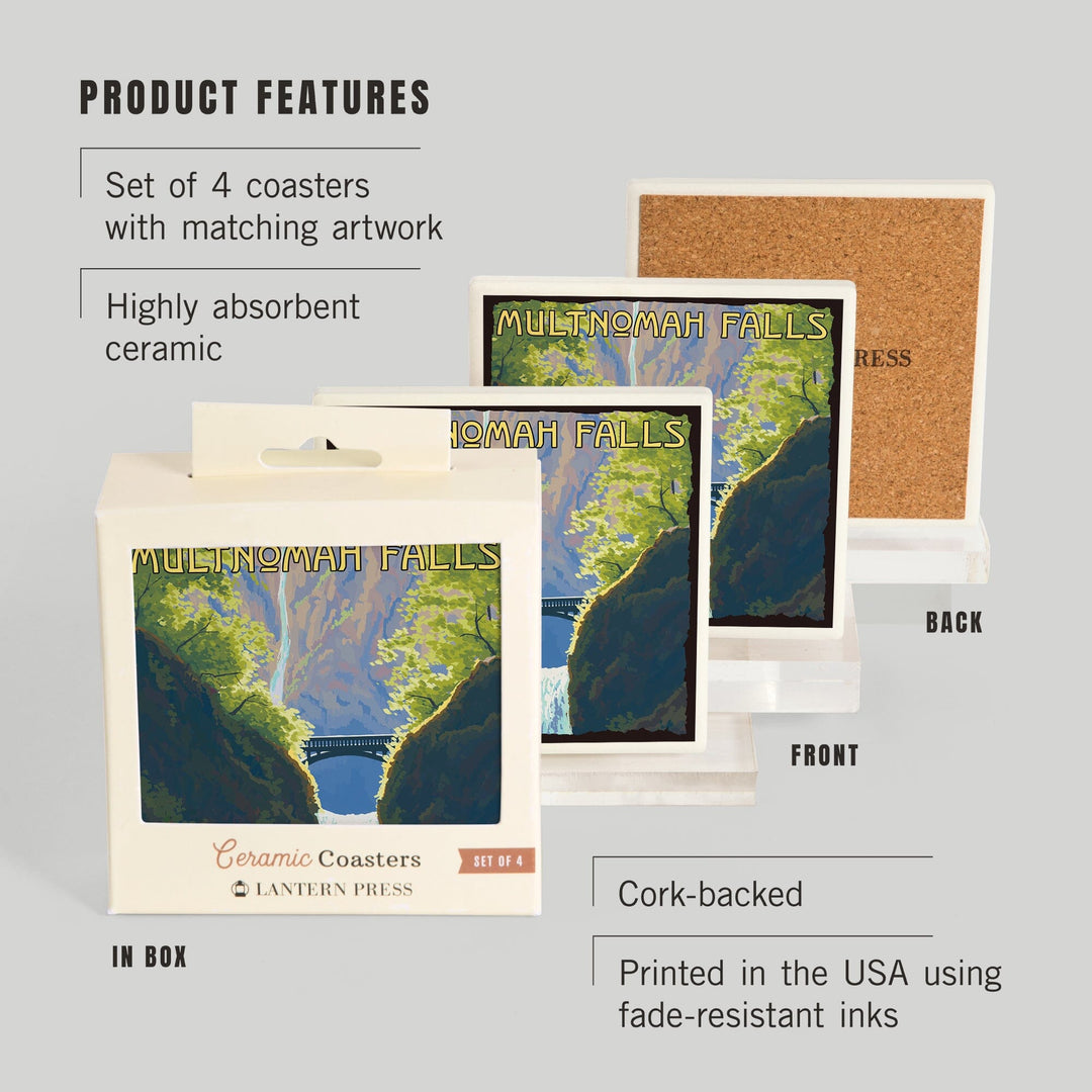 Multnomah Falls, Oregon, Coasters Coasters Lantern Press 