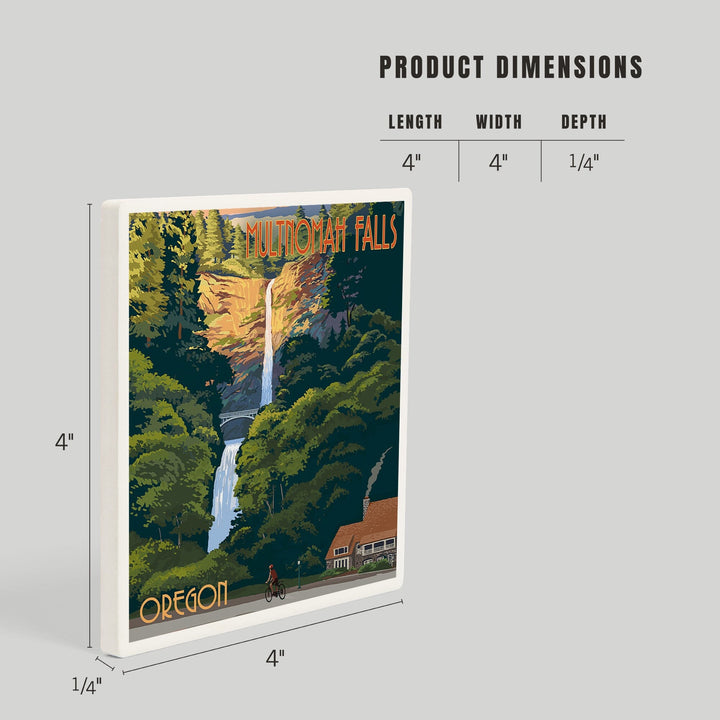 Multnomah Falls, Oregon, Fall Colors, Coasters Coasters Lantern Press 
