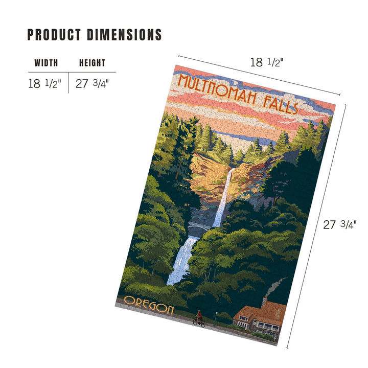 Multnomah Falls, Oregon, Fall Colors, Jigsaw Puzzle Puzzle Lantern Press 