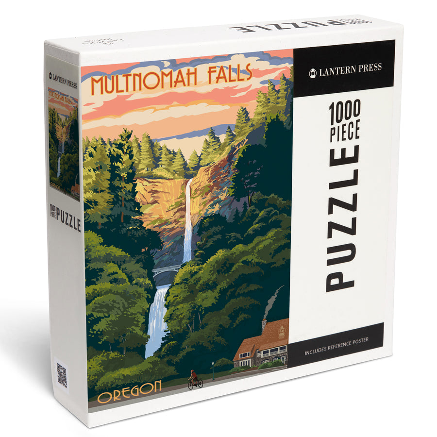Multnomah Falls, Oregon, Fall Colors, Jigsaw Puzzle Puzzle Lantern Press 