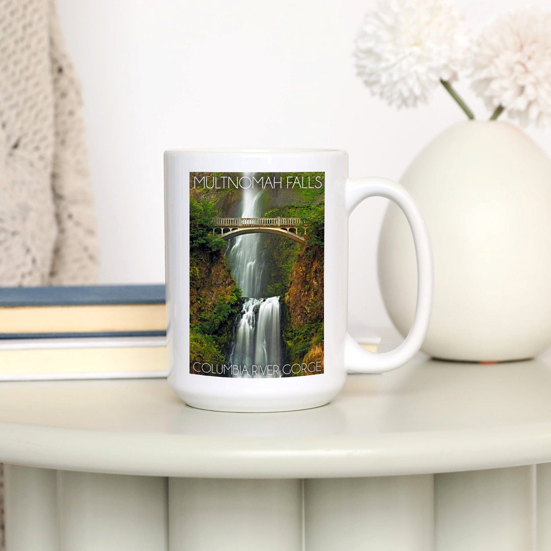 Multnomah Falls, Oregon, Fall Colors, Lantern Press Photography, Ceramic Mug Mugs Lantern Press 