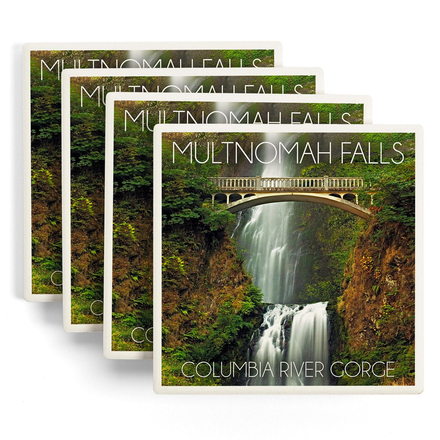 Multnomah Falls, Oregon, Fall Colors, Lantern Press Photography, Coaster Set Coasters Lantern Press 