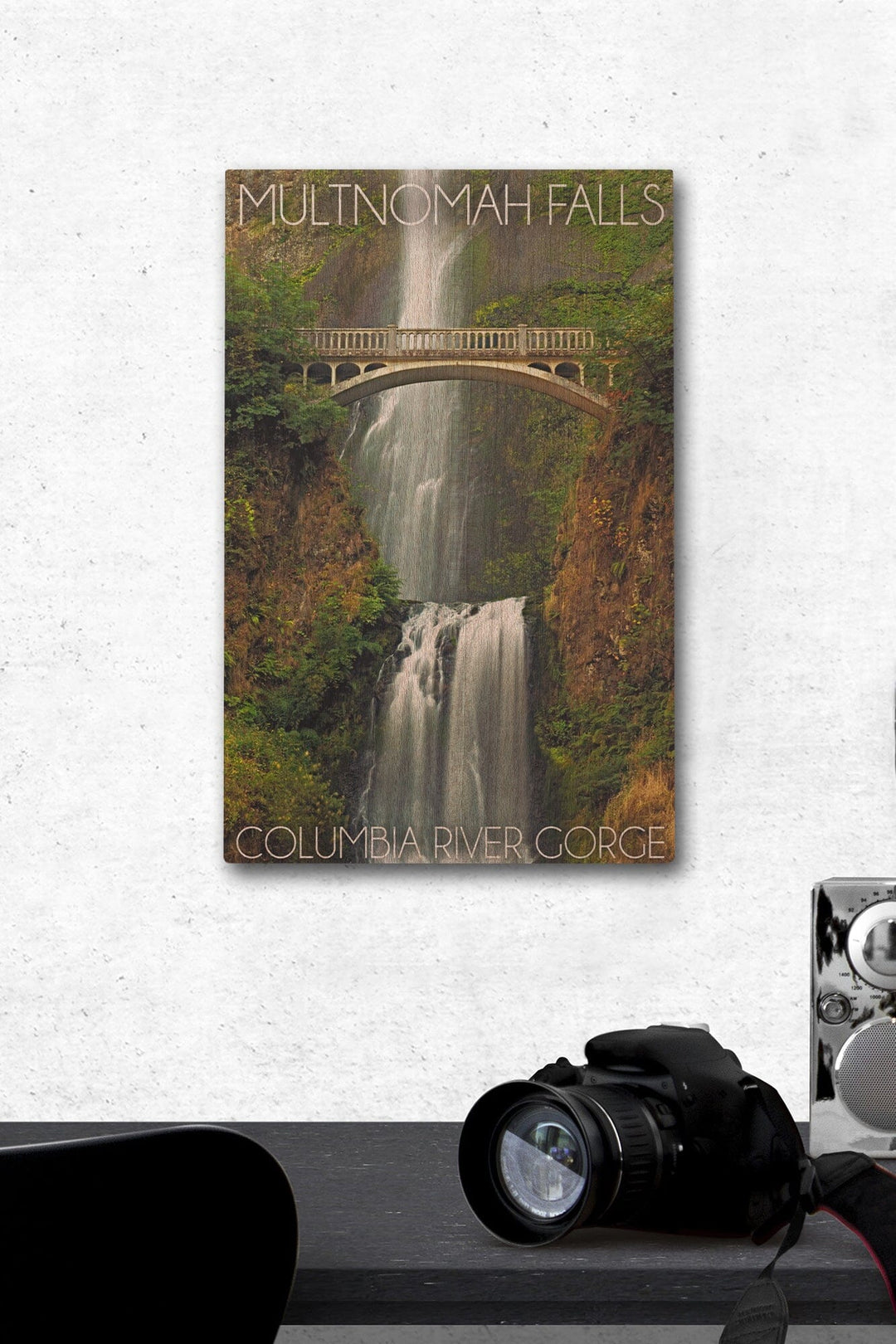 Multnomah Falls, Oregon, Fall Colors, Lantern Press Photography, Wood Signs and Postcards Wood Lantern Press 12 x 18 Wood Gallery Print 