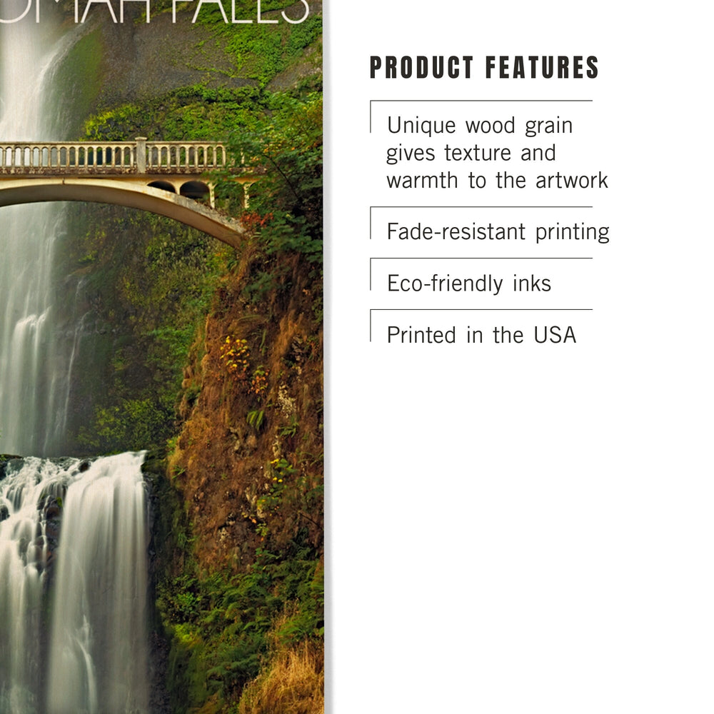 Multnomah Falls, Oregon, Fall Colors, Lantern Press Photography, Wood Signs and Postcards Wood Lantern Press 