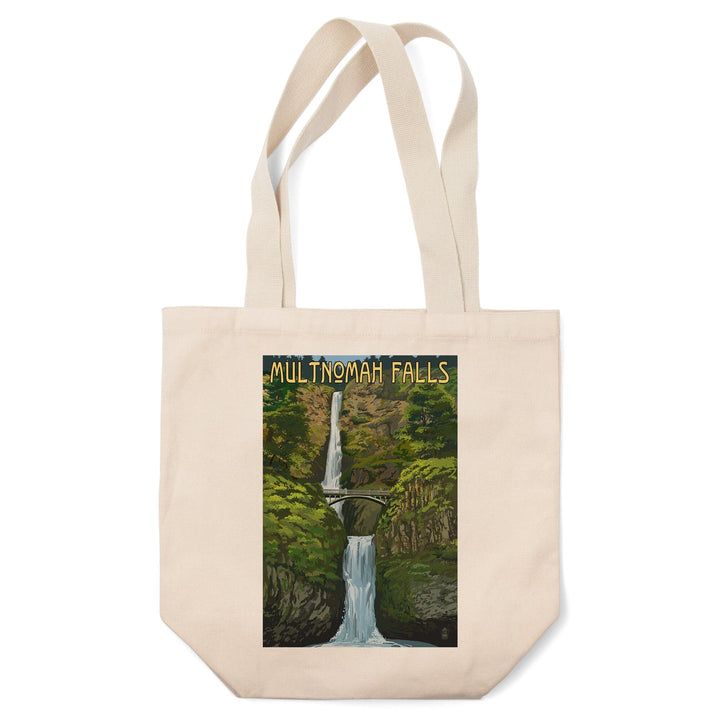 Multnomah Falls, Oregon, Summer View, Lantern Press Artwork, Tote Bag Totes Lantern Press 