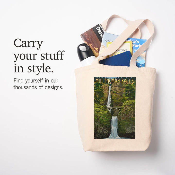 Multnomah Falls, Oregon, Summer View, Tote Bag Totes Lantern Press 
