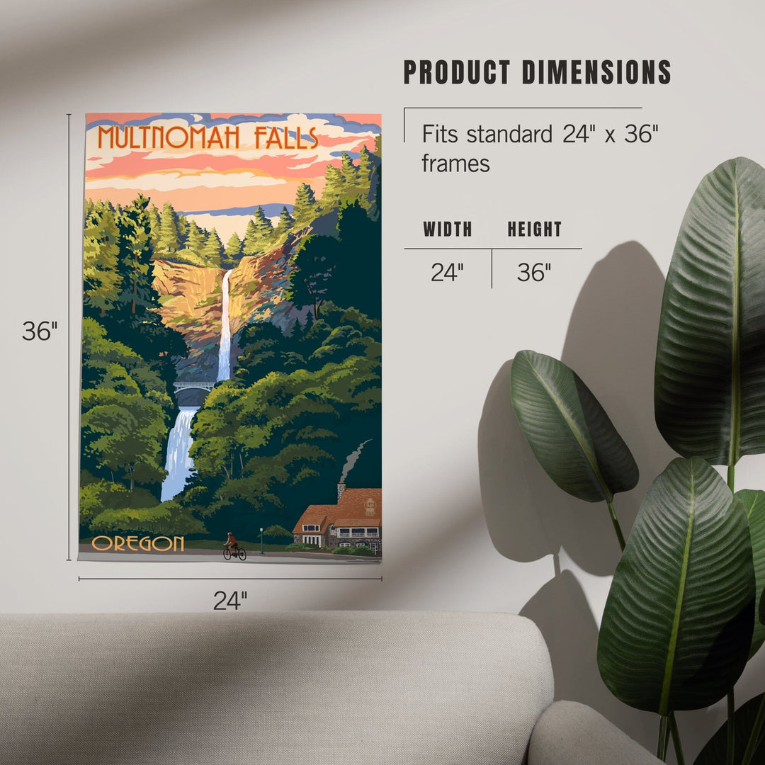 Multnomah Falls, Oregon, Sunset, Art & Giclee Prints Art Lantern Press 