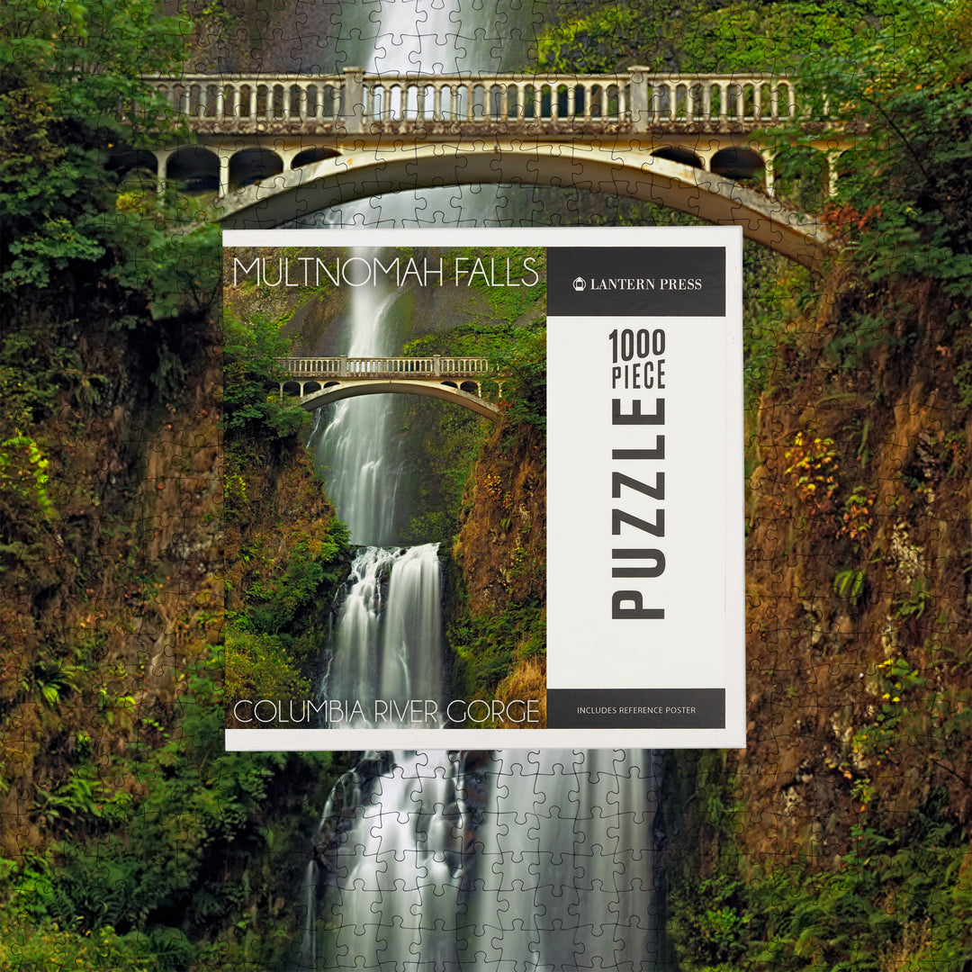 Multnomah Falls, Oregon, Sunset, Jigsaw Puzzle Puzzle Lantern Press 