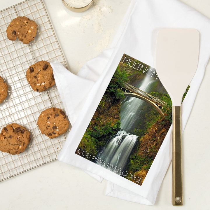 Multnomah Falls, Oregon, Sunset, Organic Cotton Kitchen Tea Towels Kitchen Lantern Press 
