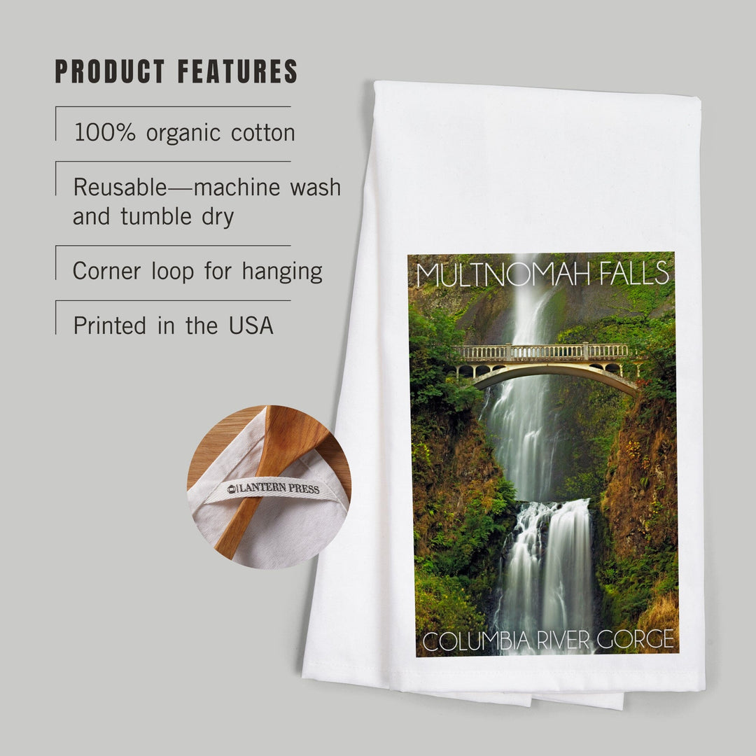 Multnomah Falls, Oregon, Sunset, Organic Cotton Kitchen Tea Towels Kitchen Lantern Press 