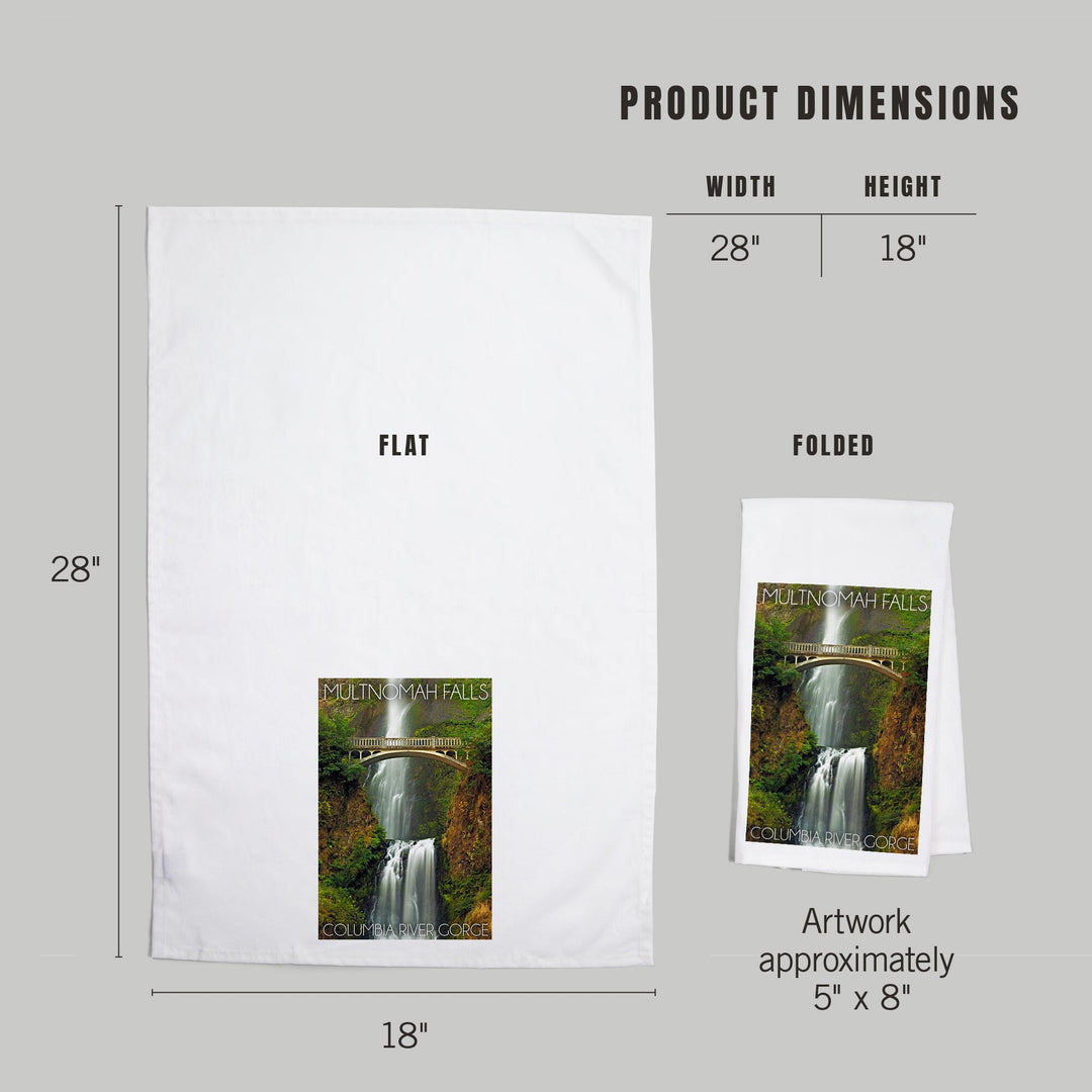Multnomah Falls, Oregon, Sunset, Organic Cotton Kitchen Tea Towels Kitchen Lantern Press 