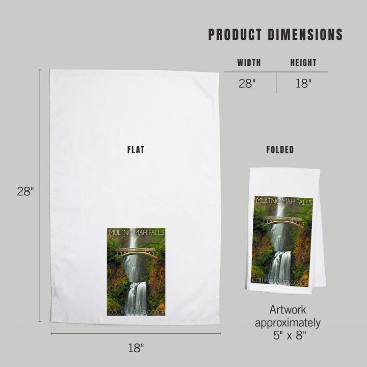 Multnomah Falls, Oregon, Sunset, Organic Cotton Kitchen Tea Towels Kitchen Lantern Press 