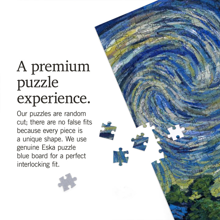 Multnomah Falls, Oregon, Van Gogh Starry Night, Jigsaw Puzzle Puzzle Lantern Press 