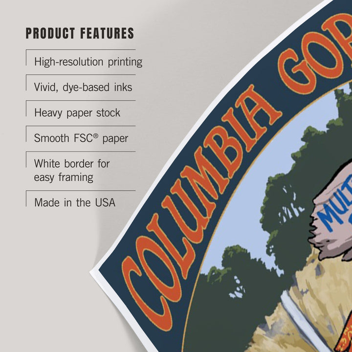 Multnomah Falls Signpost, Columbia Gorge, Oregon, Art & Giclee Prints Art Lantern Press 