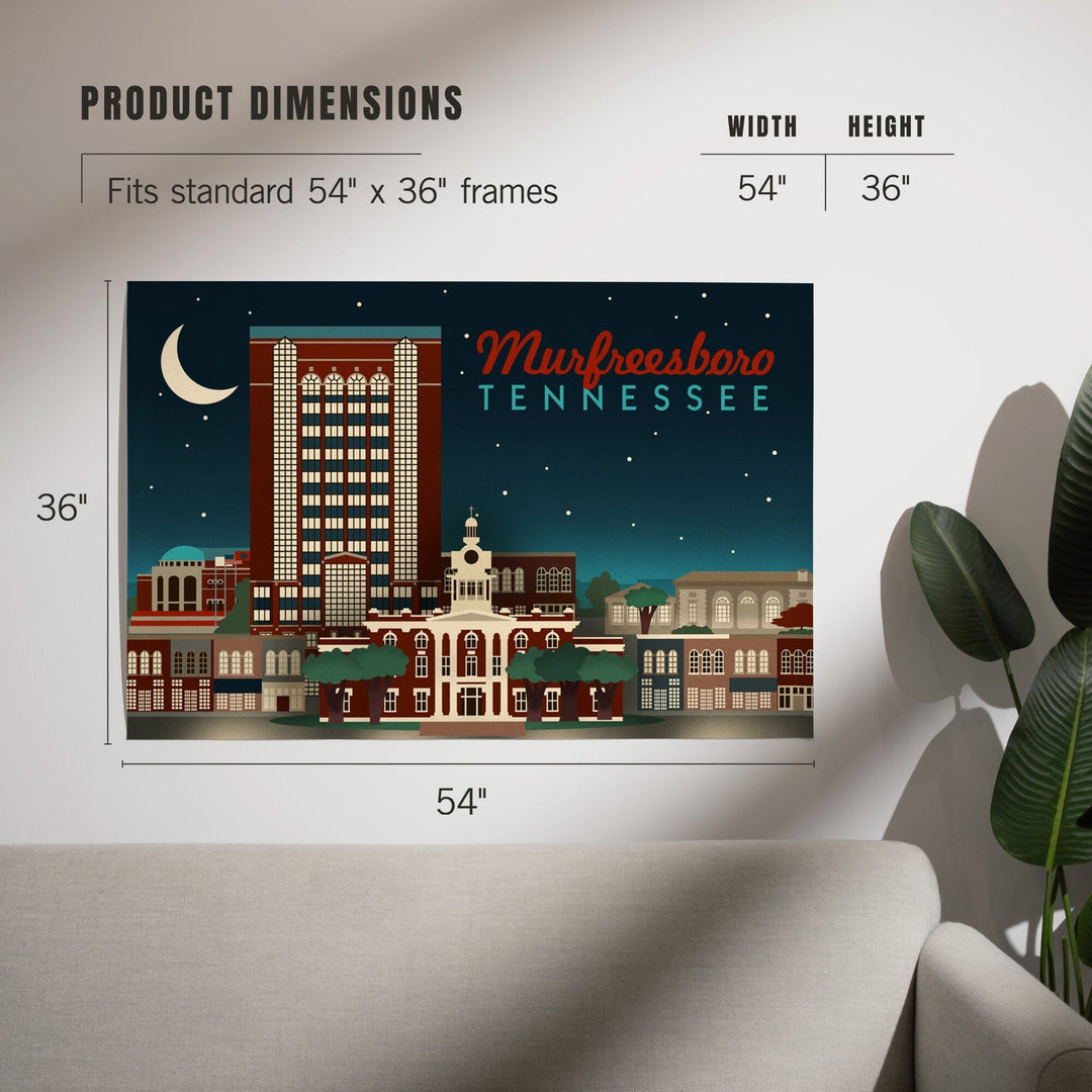 Murfreesboro, Tennessee, Retro Style Skyline, Art & Giclee Prints Art Lantern Press 