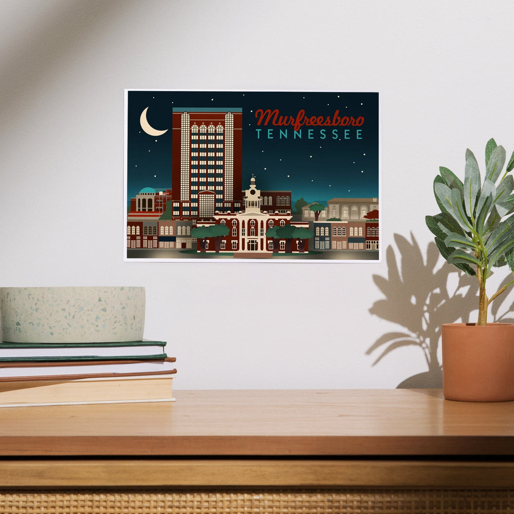 Murfreesboro, Tennessee, Retro Style Skyline, Art & Giclee Prints Art Lantern Press 
