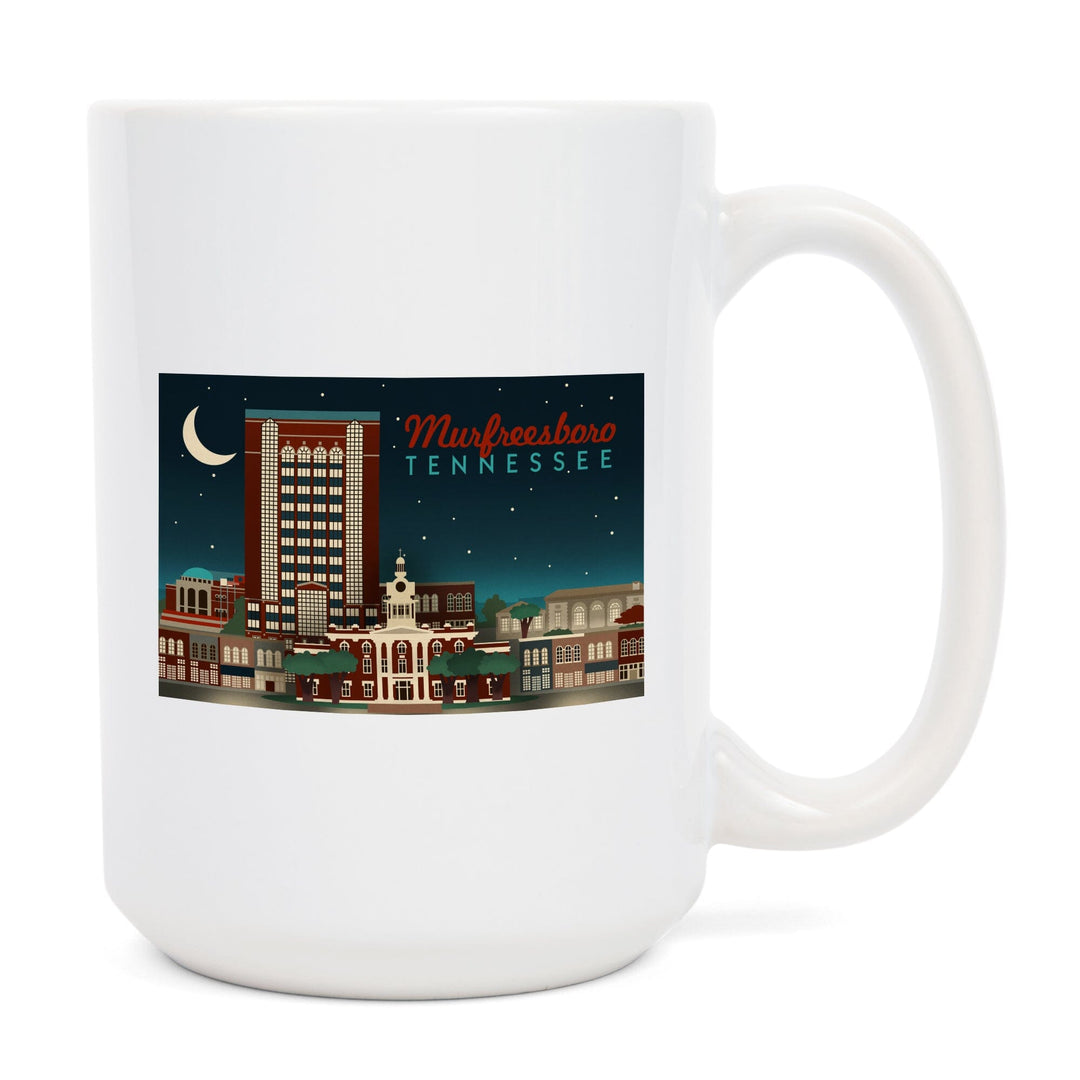Murfreesboro, Tennessee, Retro Style Skyline, Lantern Press Artwork, Ceramic Mug Mugs Lantern Press 
