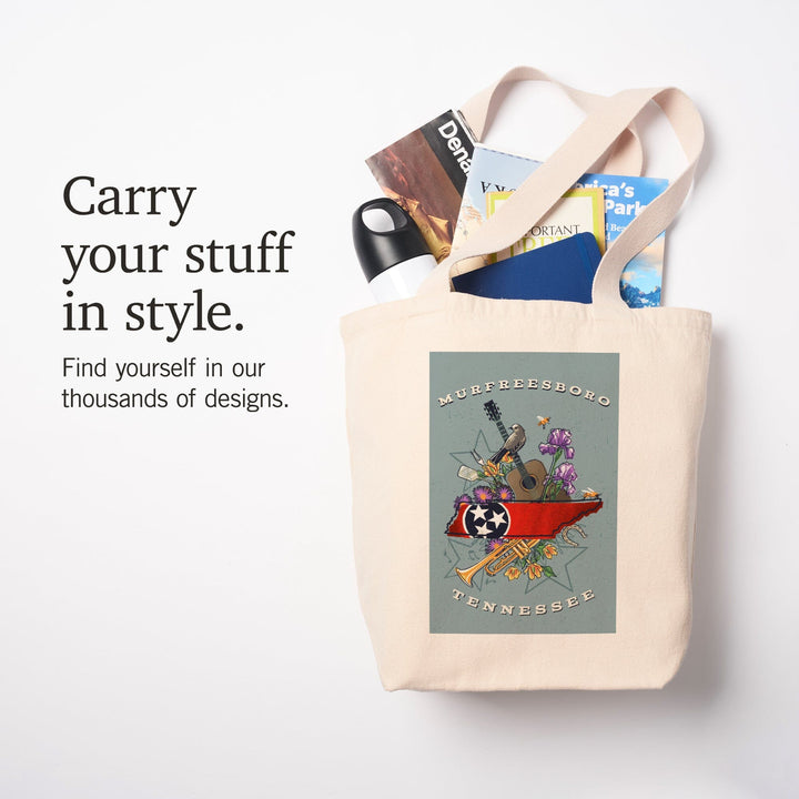 Murfreesboro, Tennessee, State Treasure Trove, Tote Bag Totes Lantern Press 