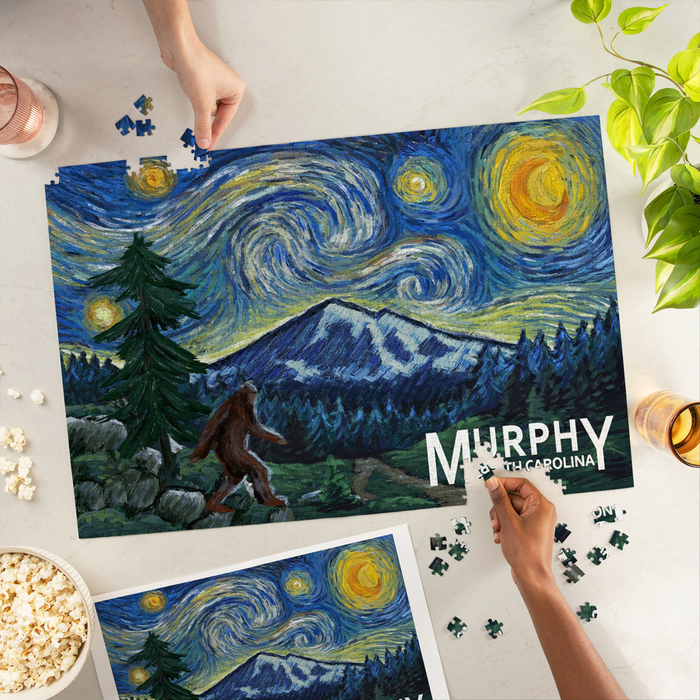 Murphy, North Carolina, Bigfoot, Starry Night, Jigsaw Puzzle Puzzle Lantern Press 